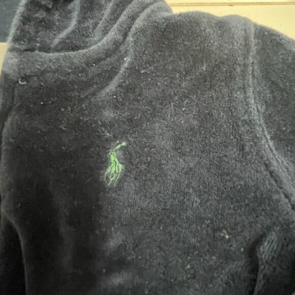 Ralph Lauren Navy Unisex Baby Hooded Velour Full Zip Jacket Size 9 Mo - Picture 2 of 3